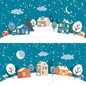 冬季圣诞节城市风景插画