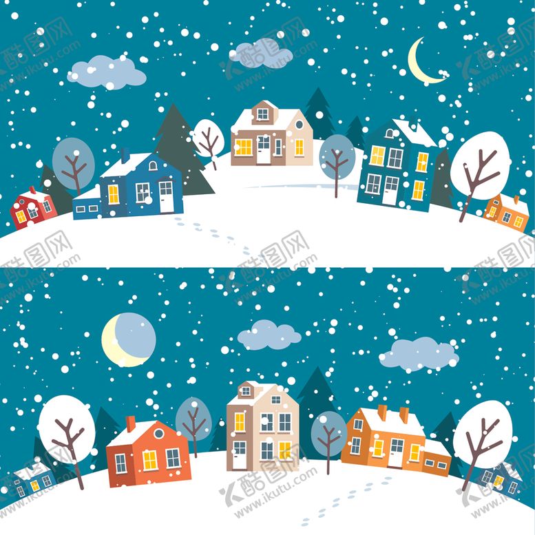 编号：73283010300725139497【酷图网】源文件下载-冬季圣诞节城市风景插画