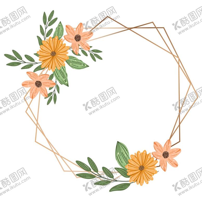 编号：38730910150900079309【酷图网】源文件下载-植物金色边框花环