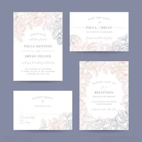 浪漫花卉婚礼请柬设计