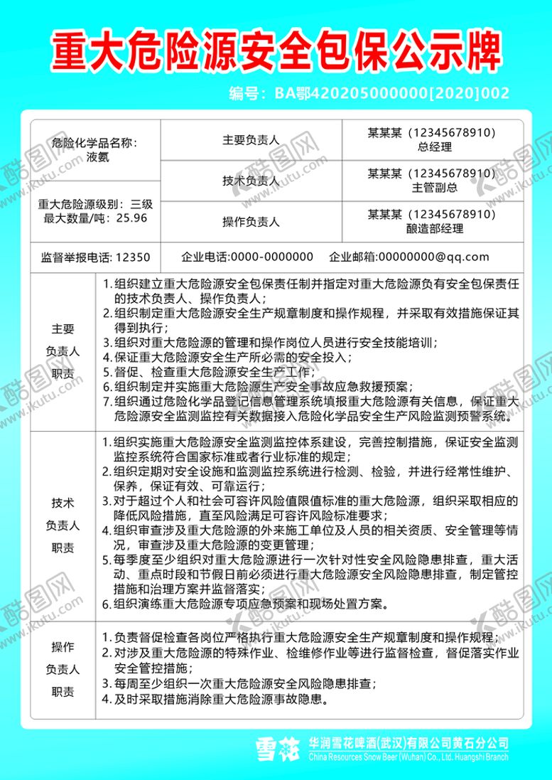 编号：91007201281242389022【酷图网】源文件下载-重大危险源安全包保公示牌