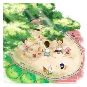 夏日清新儿童玩耍沙池