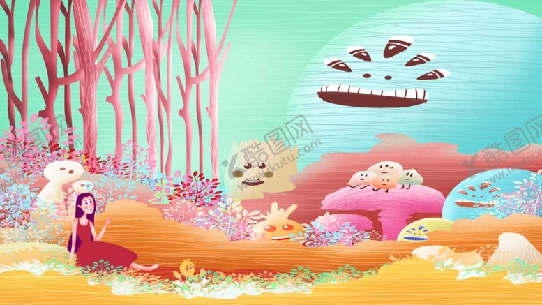 编号：54067105121041238306【酷图网】源文件下载-唯美插画探险少女