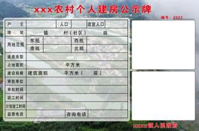 农村个人建房公示牌