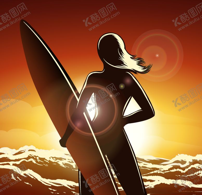 编号：53933110241942065489【酷图网】源文件下载-冲浪女孩背影