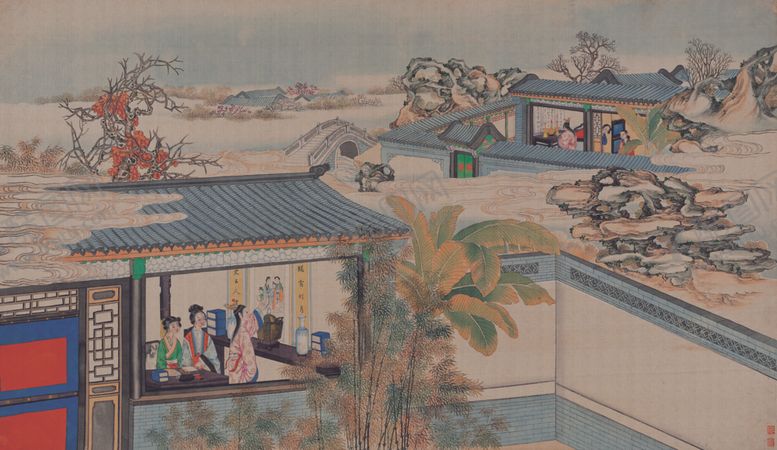 编号：24523510052107158659【酷图网】源文件下载-红楼梦场景精美工笔画