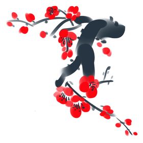 中国风水墨梅燕子积雪喜庆