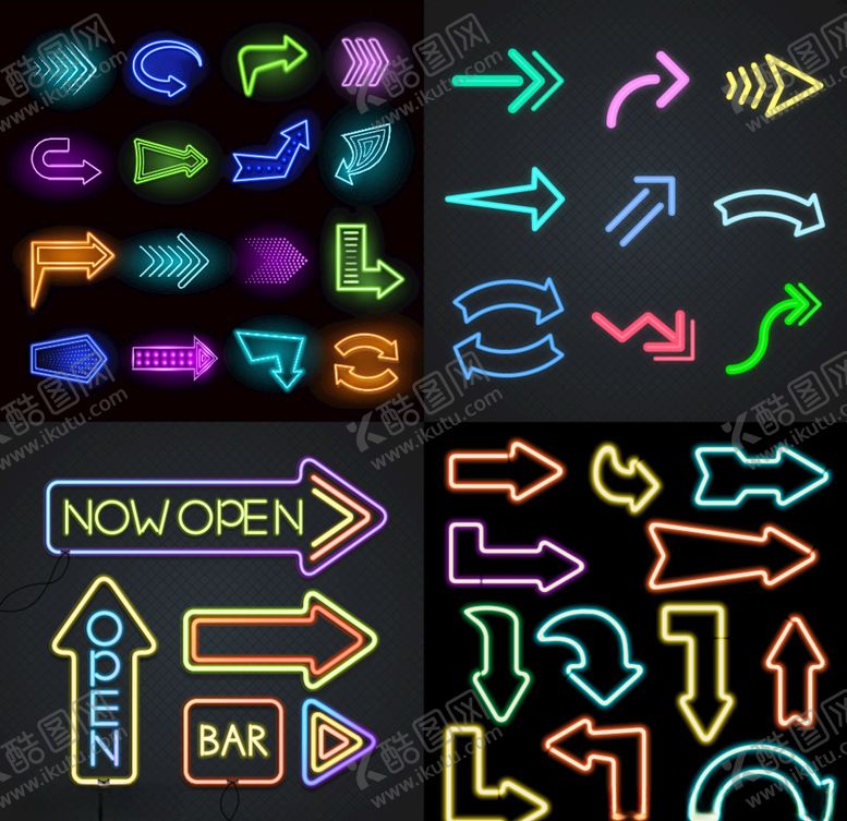编号：88223410312017451732【酷图网】源文件下载-荧光霓虹箭头