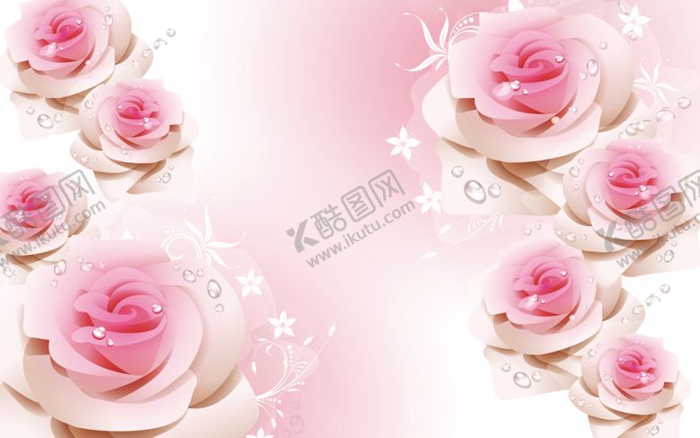 编号：12909409270835265518【酷图网】源文件下载-3d简欧现代玫瑰花背景墙