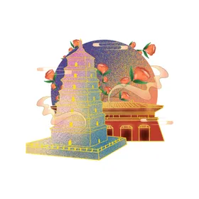 国潮插画背景海报东方创意中风