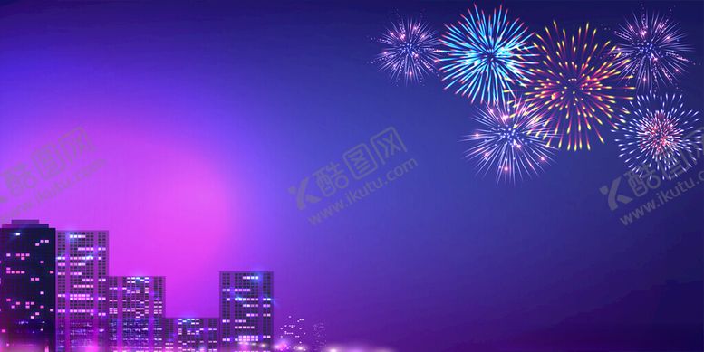 编号：23181502061915426253【酷图网】源文件下载-绚丽夜景城市绽放烟花矢量素材