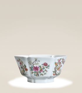 花卉六边花口碗