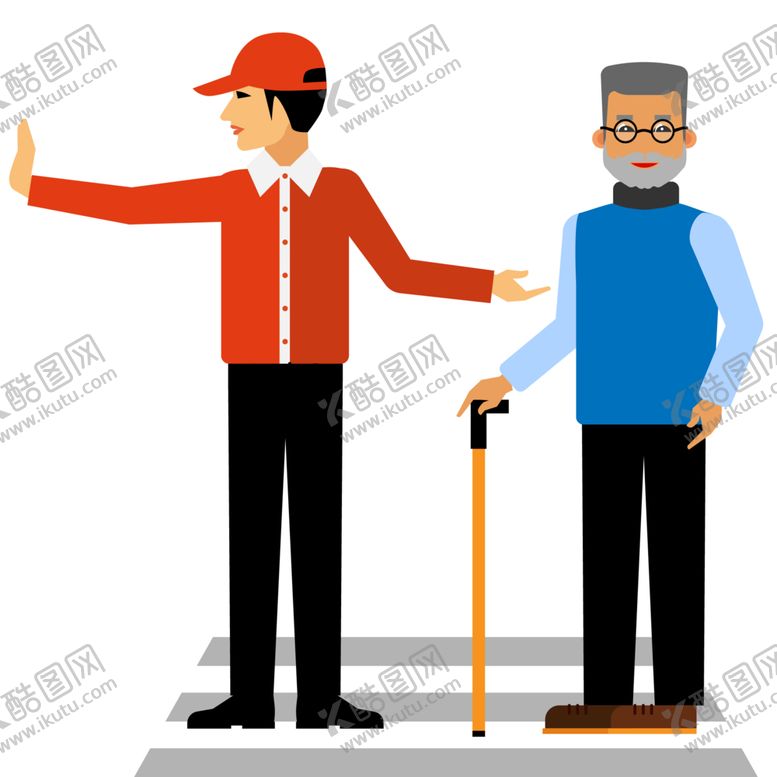 编号：23410602101214019956【酷图网】源文件下载-志愿者扶老人过马路