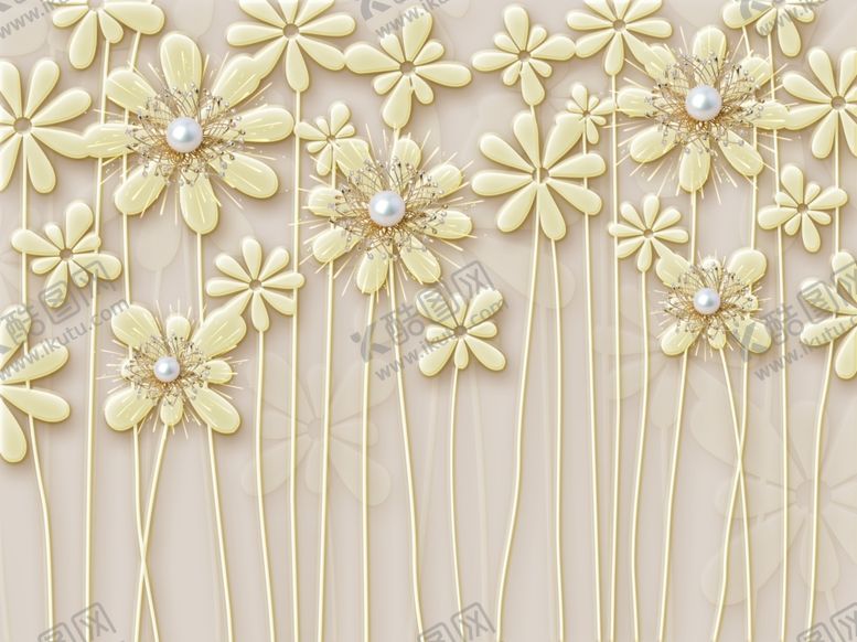 编号：99046409232206513555【酷图网】源文件下载-浮雕花珠宝花背景墙