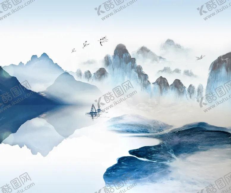 编号：15604809171354598259【酷图网】源文件下载-禅意意境山水装饰画