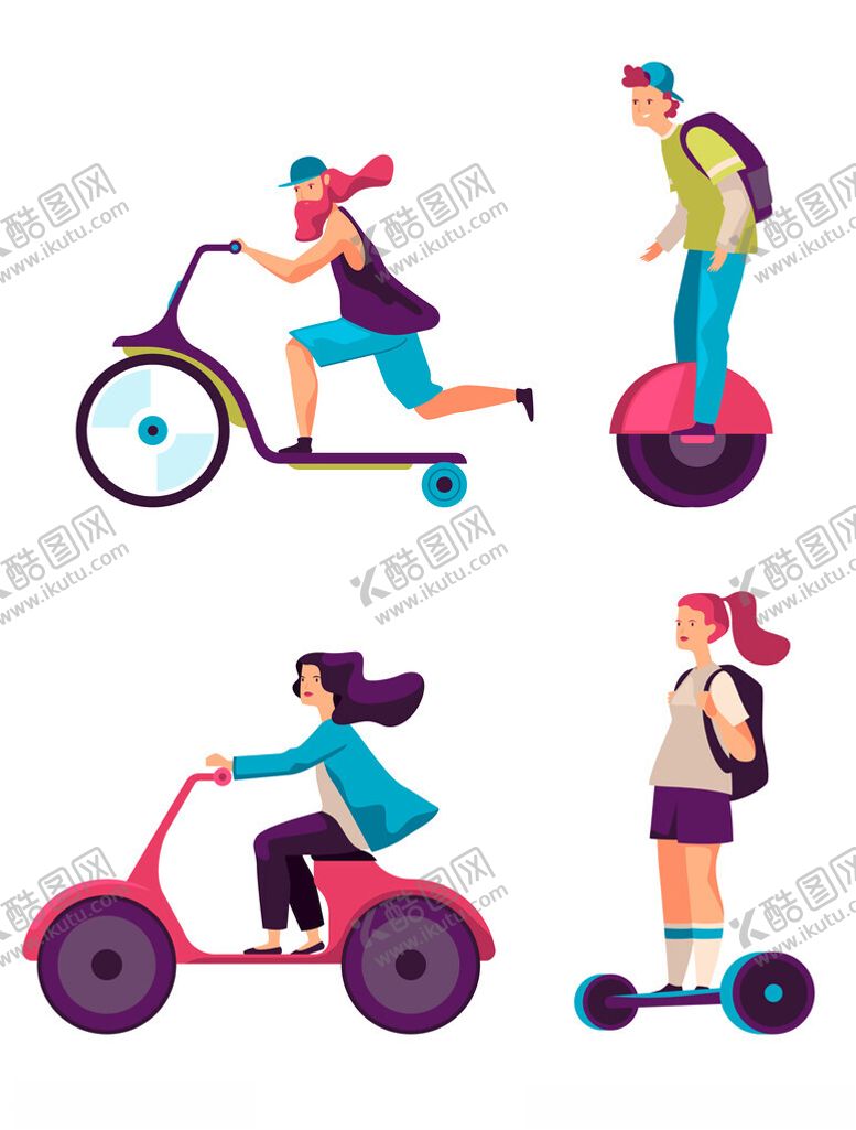 编号：81802602281006398696【酷图网】源文件下载-潮流扁平风出行方式矢量插画