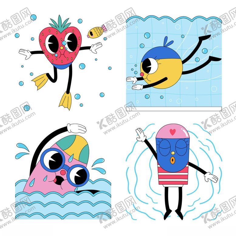 编号：59527310062244349872【酷图网】源文件下载-卡通水果的欢乐水上时光