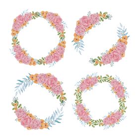 绝美手绘鲜花花环