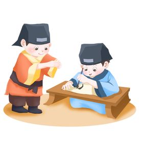 国学礼仪书法插画