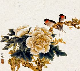 中国风中式国潮图案花卉手绘
