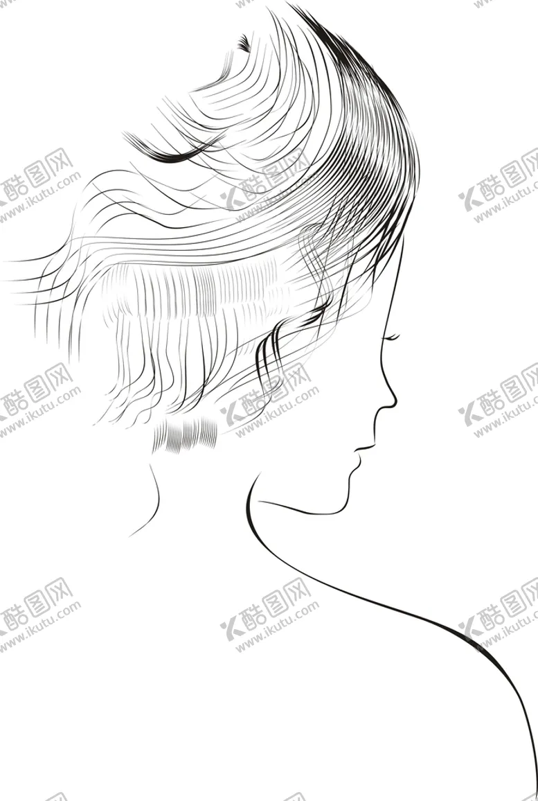 编号：27591609231633259413【酷图网】源文件下载-背影素描肖像矢量图