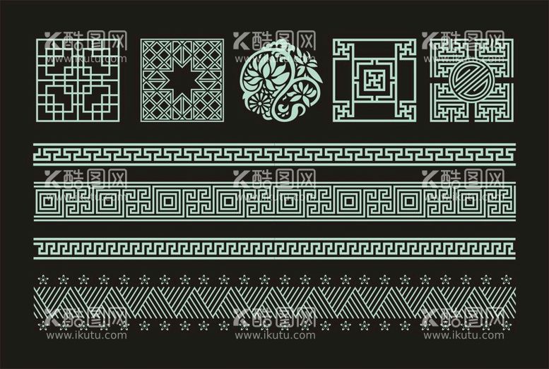 编号：73094809141552391895【酷图网】源文件下载-花纹 边框 纹样 回字纹 几何