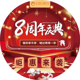 口腔8周年庆典-圆形地贴