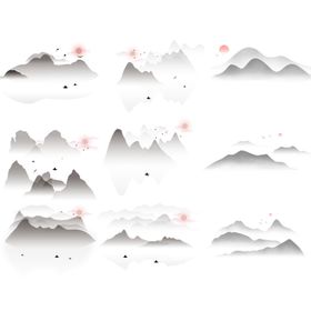水墨素材山背景墙山新中式