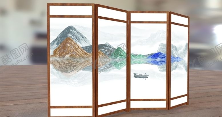 编号：26223309122358326446【酷图网】源文件下载-红木边框屏风