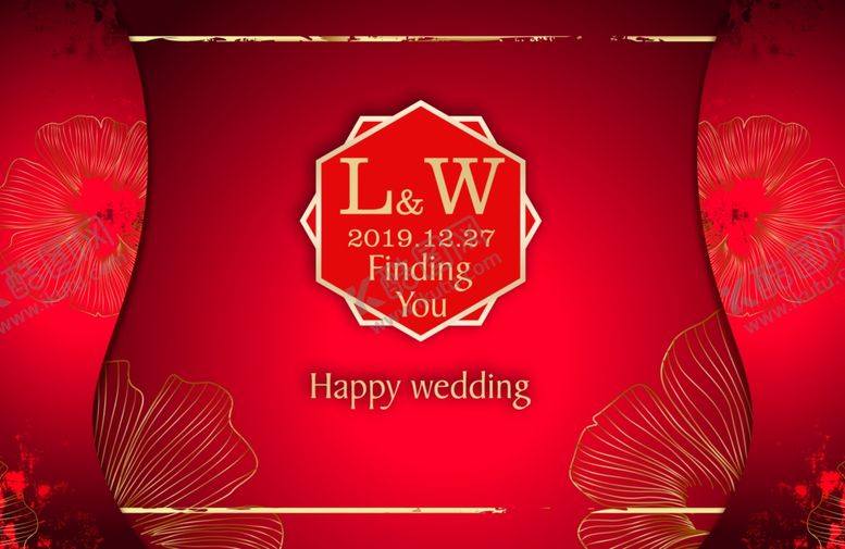 编号：61064509270039387833【酷图网】源文件下载-红色婚礼背景