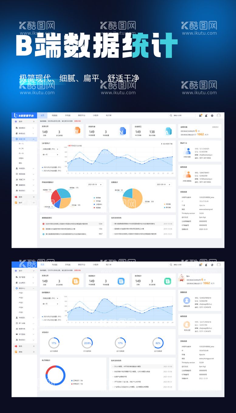 编号：54921111291527597329【酷图网】源文件下载-互联网科技B端数据统计后台UI设计