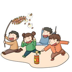 新年卡通画春节素材人物过乡村民俗
