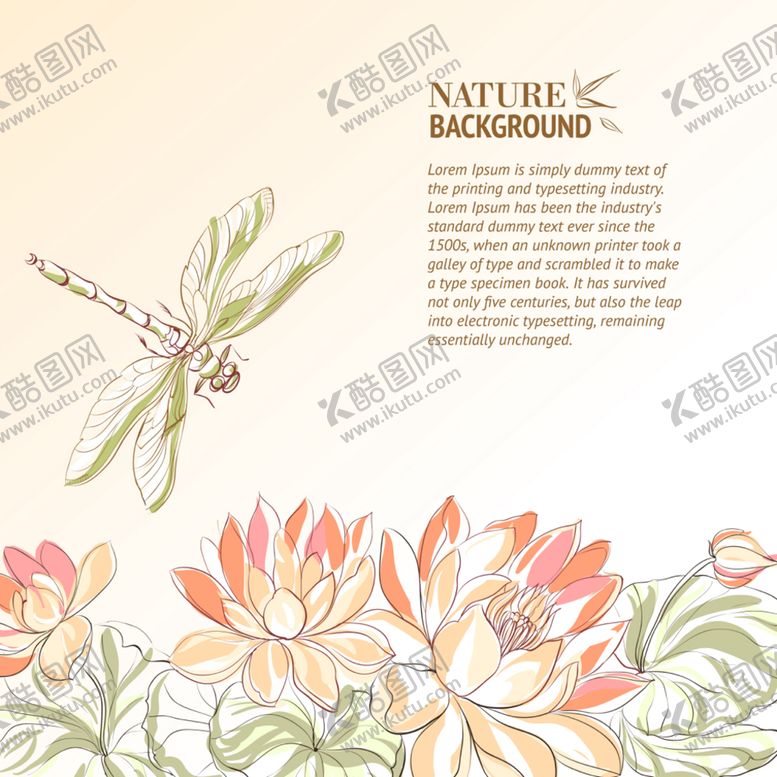 编号：29462810261104303192【酷图网】源文件下载-手绘蜻蜓荷花