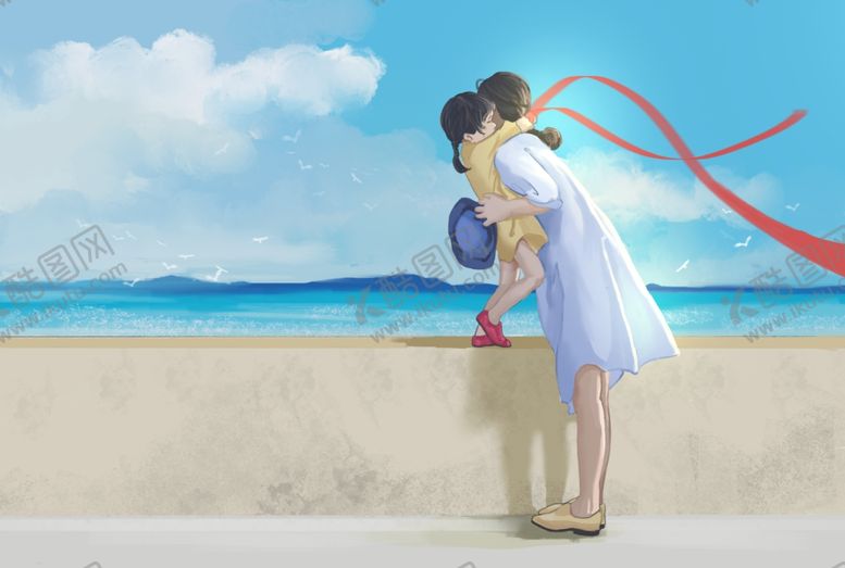 编号：82040106240700034611【酷图网】源文件下载-母亲女儿清新卡通插画背景素材