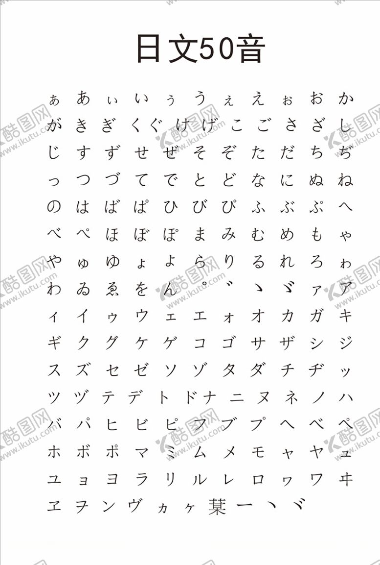 编号：37987305190411309691【酷图网】源文件下载-日文50音