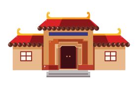 手绘古建筑