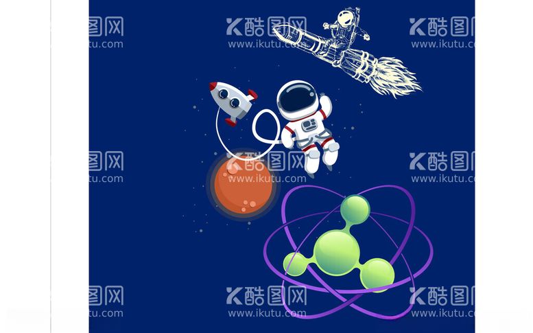 编号：83059802122330043001【酷图网】源文件下载-卡通宇宙飞船和宇航员矢量图