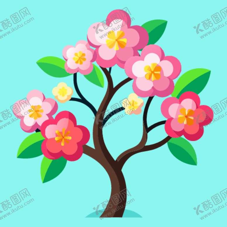 编号：96673612200603584863【酷图网】源文件下载-简洁的彩色节日素材梅花
