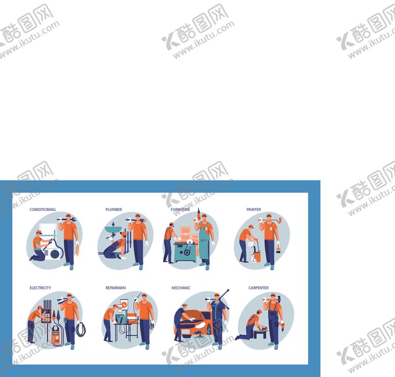 编号：73401810171324539771【酷图网】源文件下载-多样工人工作场景插画