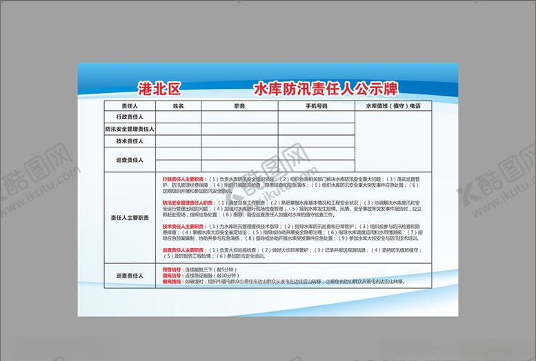 编号：79195107081159541193【酷图网】源文件下载-水库责任公示牌