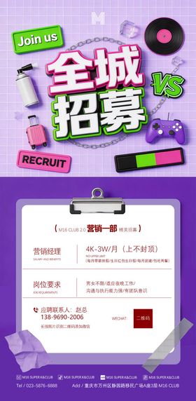 酒吧KTV商场招聘海报