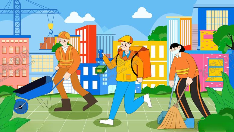 编号：67875811141939067580【酷图网】源文件下载-五一典型行业插画