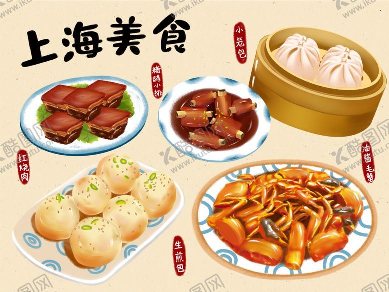 编号：18276107070114586530【酷图网】源文件下载-上海美食手绘海报