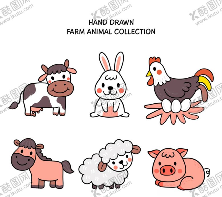 编号：84710010041432304153【酷图网】源文件下载-小猪小鸡农场动物马