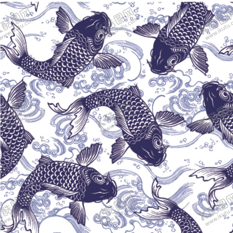 编号：74929309150838252088【酷图网】源文件下载-鲤鱼插画图案