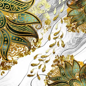 轻奢创意年轮几何花鱼装饰画