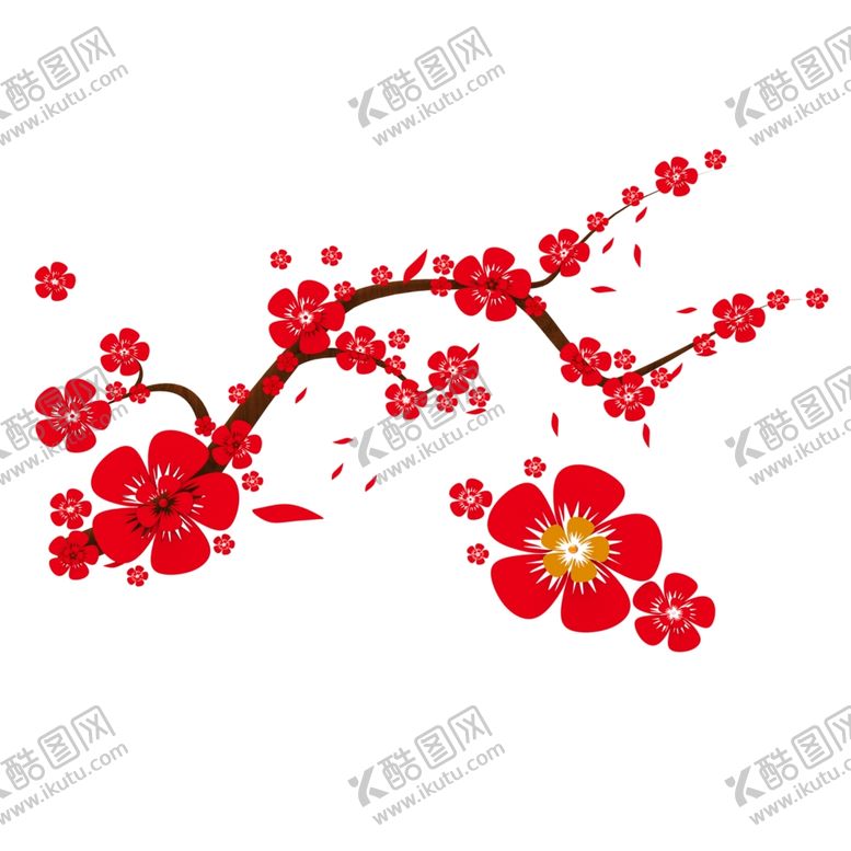 编号：62138807121329451238【酷图网】源文件下载-红色剪纸梅花花朵