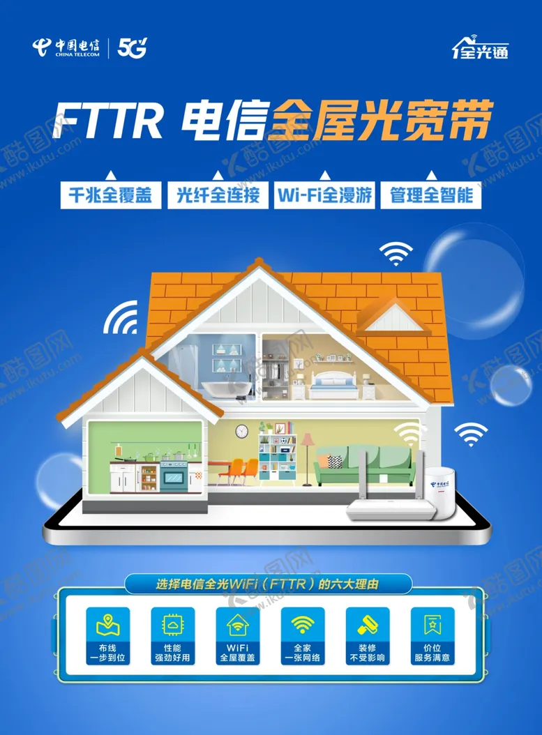 编号：30534901281225061428【酷图网】源文件下载-电信全光组网FTTR智家