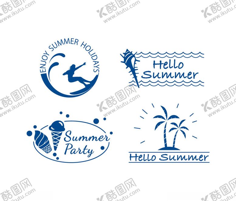编号：30823602280706513746【酷图网】源文件下载-夏日海滩度假矢量LOGO标签