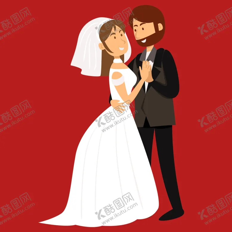 编号：43264602030036101200【酷图网】源文件下载-手绘结婚男女